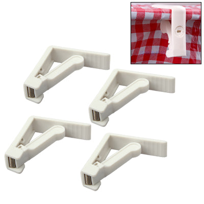 4 PCS Table Cloth Cover Spring Loaded White Plastic Tablecloth Clips(White)