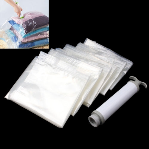 Six PA + PE Vacuum Save Space Storage Bags with Manual Air Pump