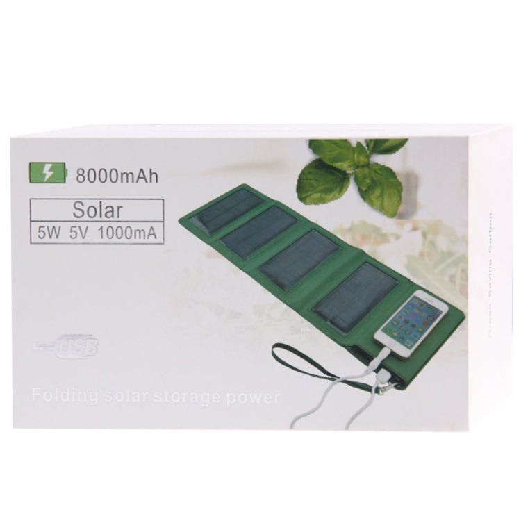 5W 1000mAh Folding Solar Storage Power Charger for iPhone 5 / iPhone 4 & 4S / Galaxy S IV / S III / HTC / Nokia / Other Mobile Phone (KP-800)