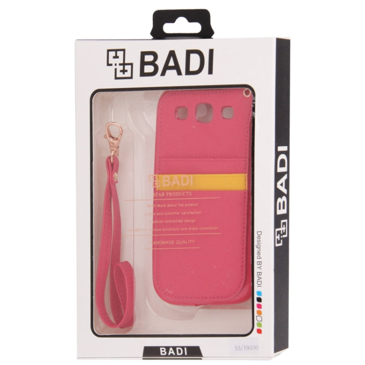 Cross Texture Leather + TPU Case with Credit Card Slots & Lanyard for Galaxy S III / i9300