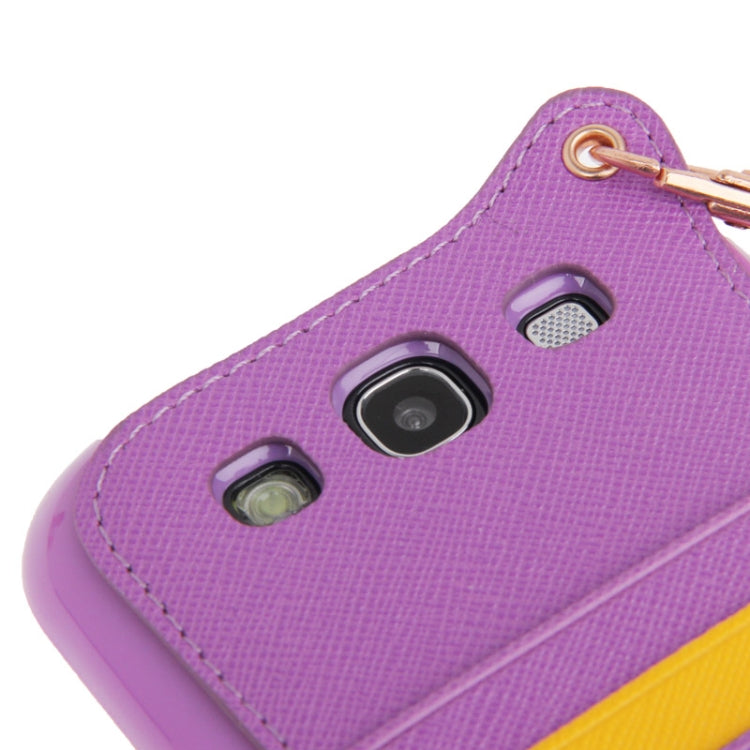 Cross Texture Leather + TPU Case with Credit Card Slots & Lanyard for Galaxy S III / i9300