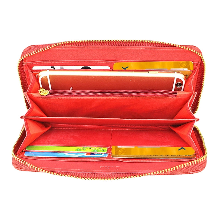 5.5 inch Universal Cross Texture High-capacity Bag with Card Slot & Wallet & Zipper