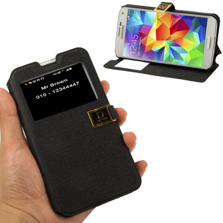 Oracle Texture Horizontal Flip Leather Case with Call Display ID & Holder for Galaxy S5 / G900
