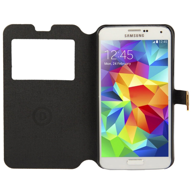 Oracle Texture Horizontal Flip Leather Case with Call Display ID & Holder for Galaxy S5 / G900