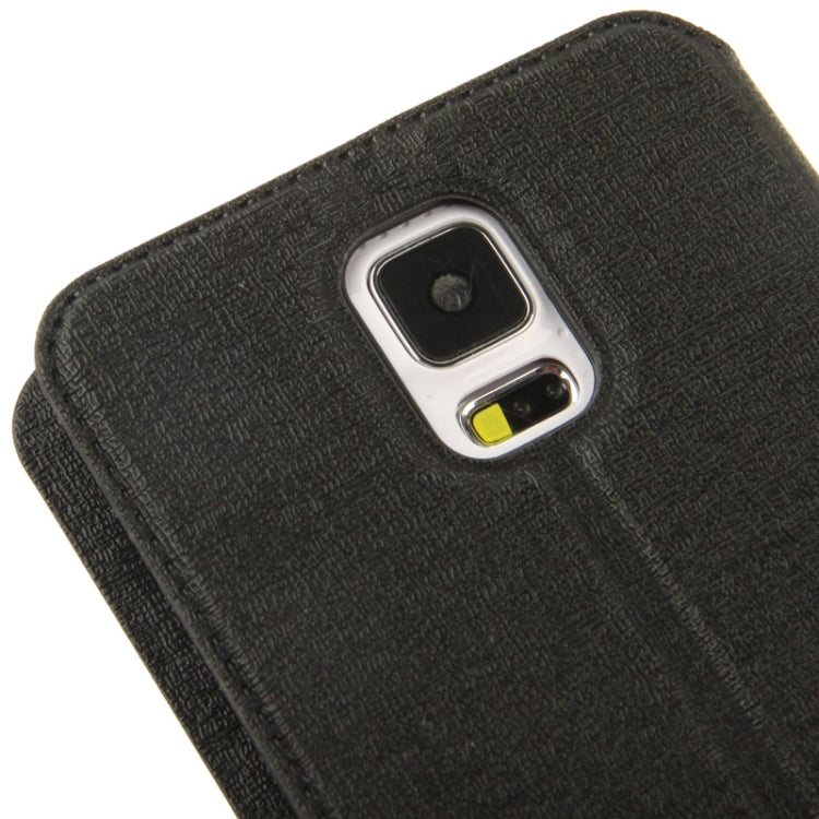 Oracle Texture Horizontal Flip Leather Case with Call Display ID & Holder for Galaxy S5 / G900