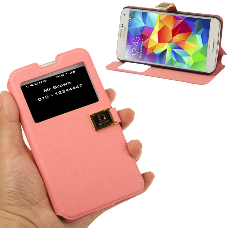 Oracle Texture Horizontal Flip Leather Case with Call Display ID & Holder for Galaxy S5 / G900