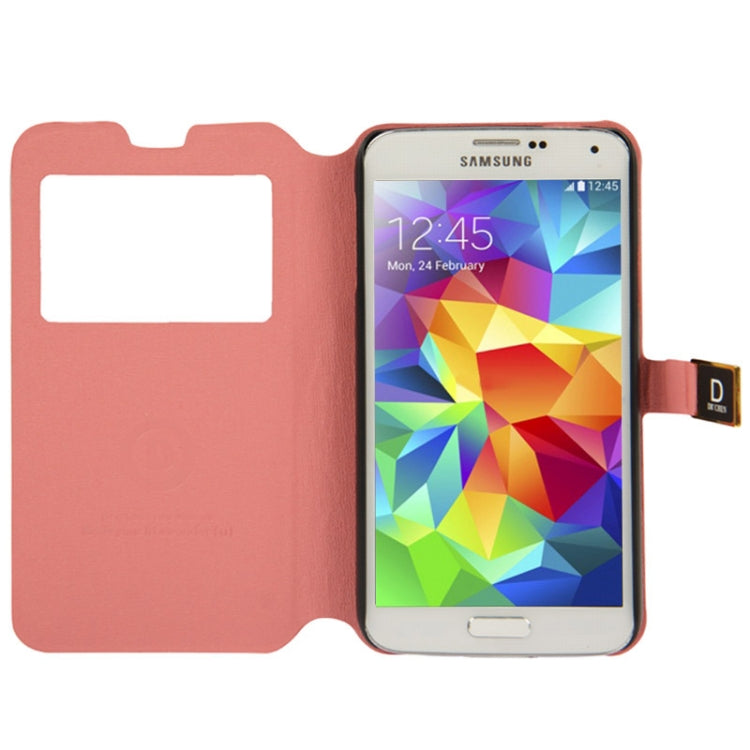 Oracle Texture Horizontal Flip Leather Case with Call Display ID & Holder for Galaxy S5 / G900