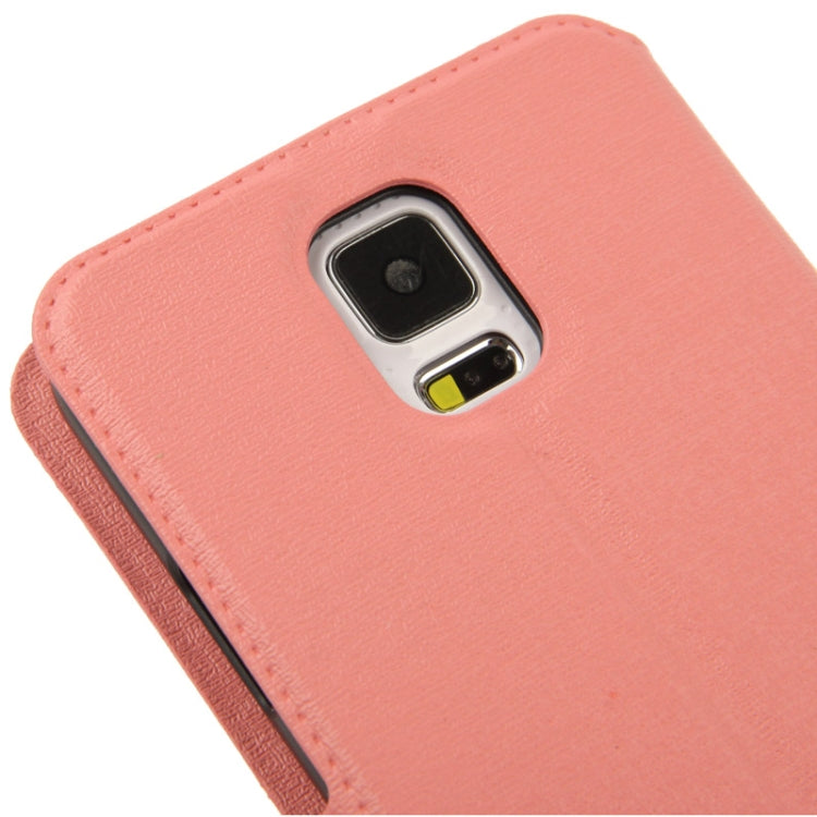 Oracle Texture Horizontal Flip Leather Case with Call Display ID & Holder for Galaxy S5 / G900
