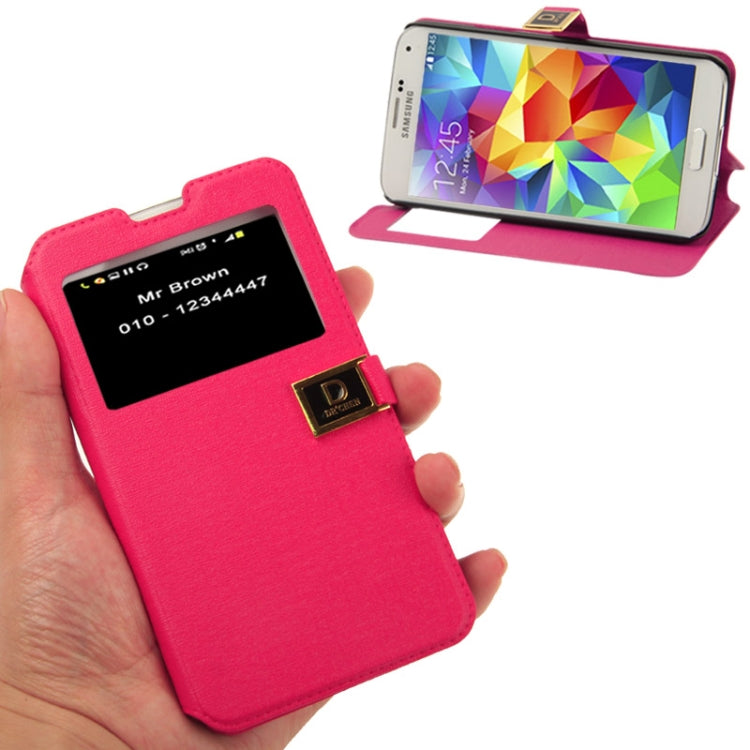 Oracle Texture Horizontal Flip Leather Case with Call Display ID & Holder for Galaxy S5 / G900