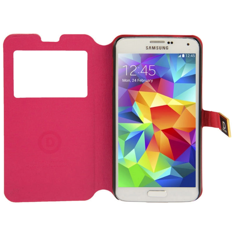Oracle Texture Horizontal Flip Leather Case with Call Display ID & Holder for Galaxy S5 / G900