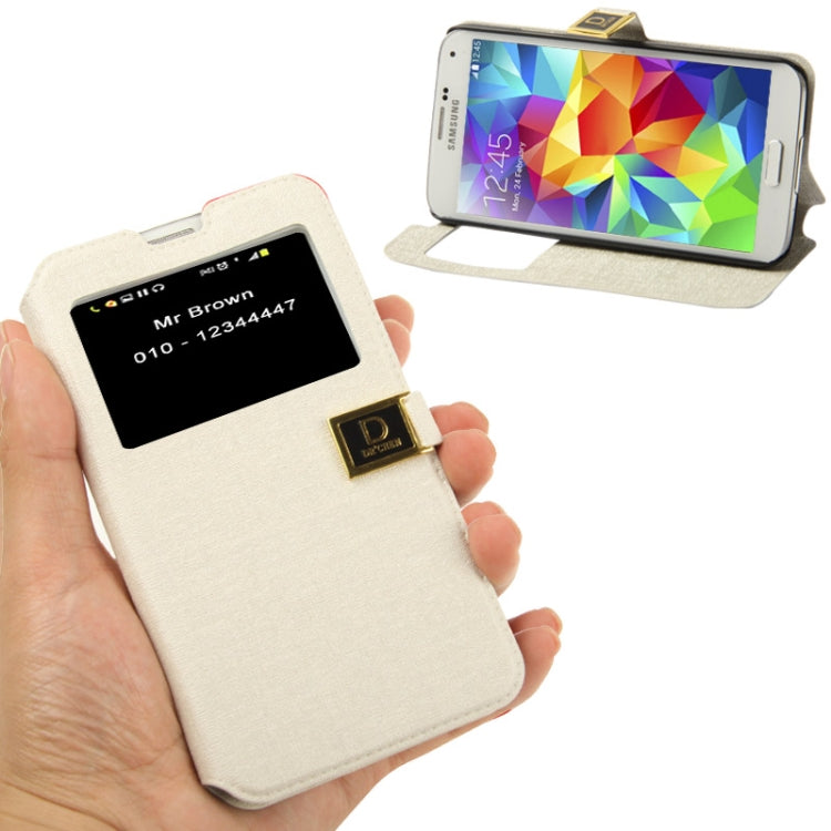 Oracle Texture Horizontal Flip Leather Case with Call Display ID & Holder for Galaxy S5 / G900