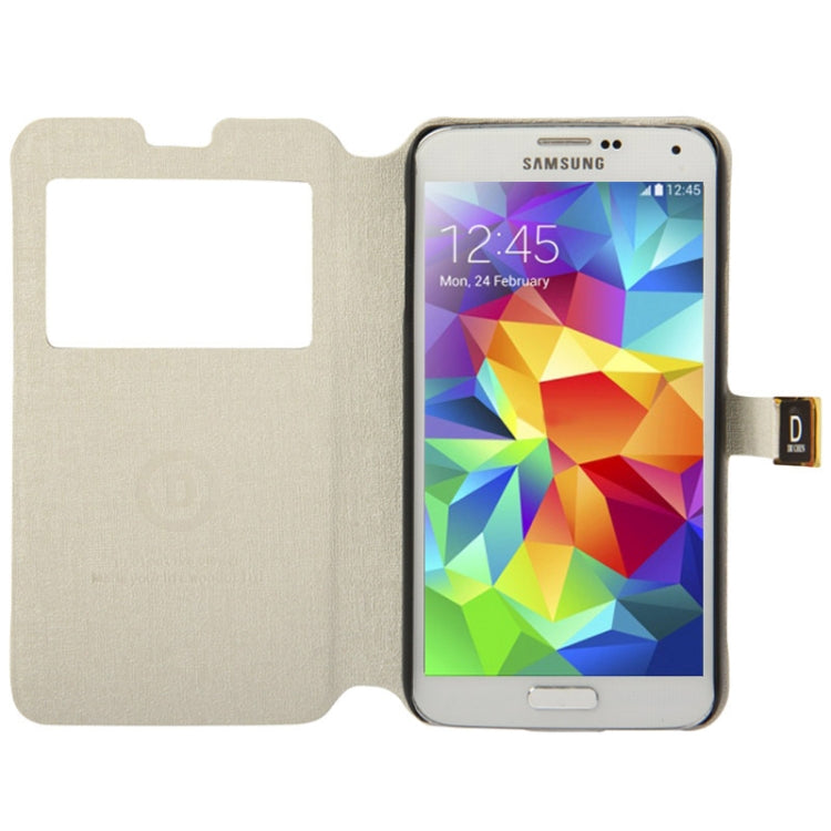 Oracle Texture Horizontal Flip Leather Case with Call Display ID & Holder for Galaxy S5 / G900