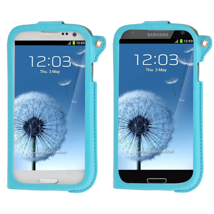 Crazy Horse Texture Touch Screen Vertical Style Leather Case with Lanyard & Earphone Winder for Galaxy S III / i9300