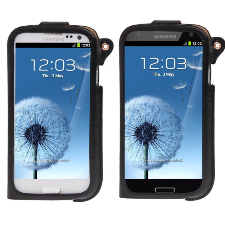 Crazy Horse Texture Touch Screen Vertical Style Leather Case with Lanyard & Earphone Winder for Galaxy S III / i9300