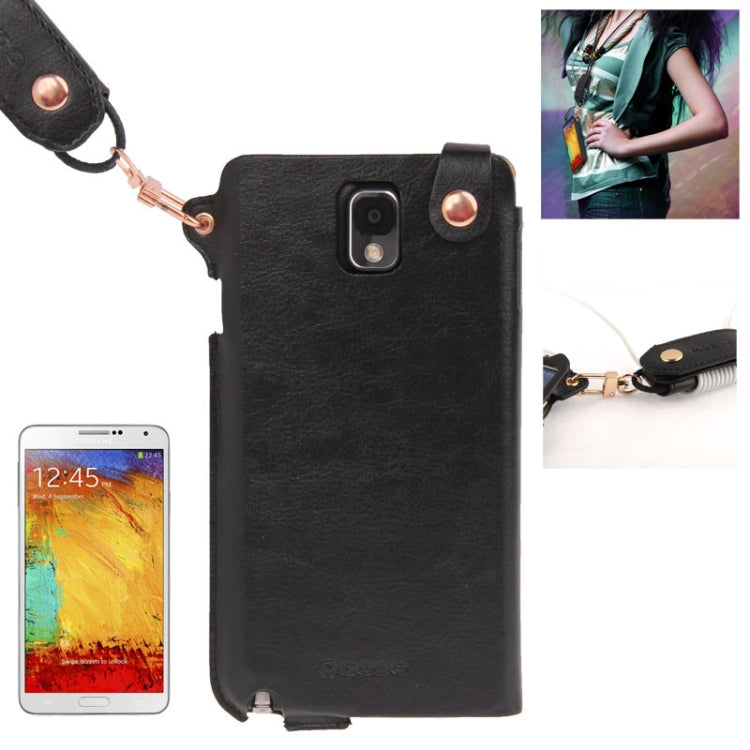 Crazy Horse Texture Touch Screen Vertical Style Leather Case with Lanyard & Earphone Winder for Galaxy Note III / N9000