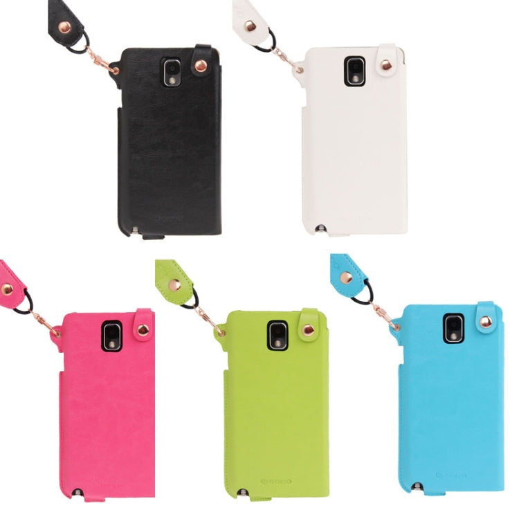 Crazy Horse Texture Touch Screen Vertical Style Leather Case with Lanyard & Earphone Winder for Galaxy Note III / N9000