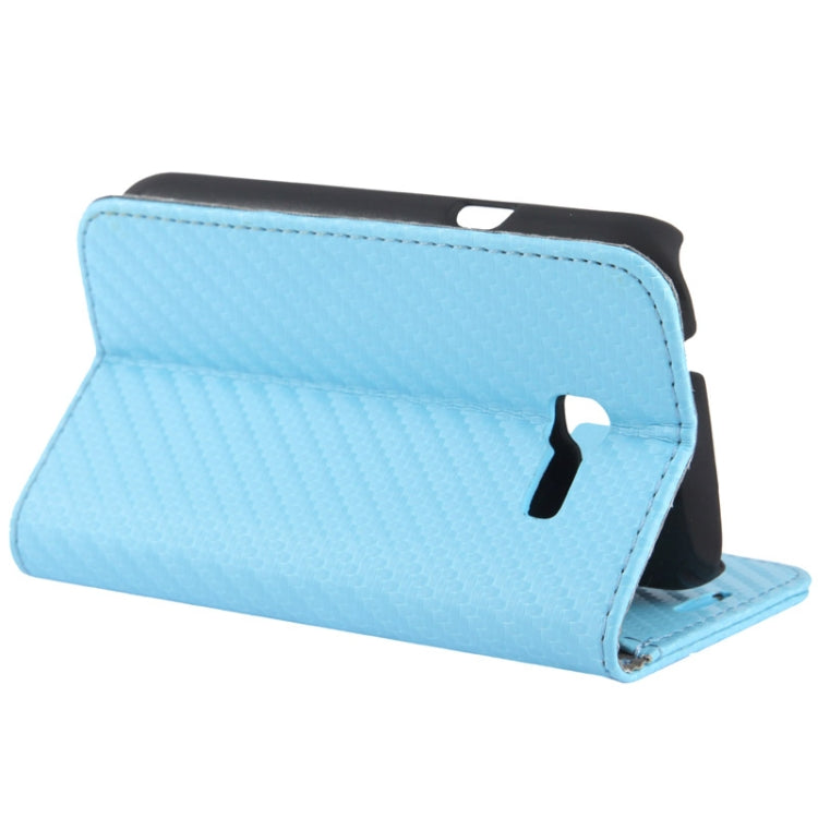 Carbon Fiber Texture Horizontal Flip Leather Case with Holder & Credit Card Slots for Galaxy Trend Lite / S7392 (Baby Blue)