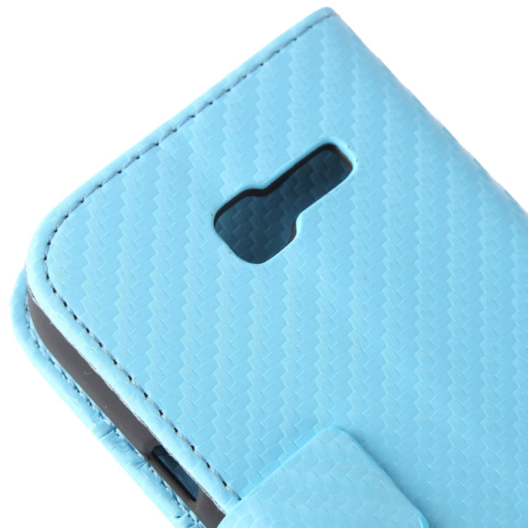 Carbon Fiber Texture Horizontal Flip Leather Case with Holder & Credit Card Slots for Galaxy Trend Lite / S7392 (Baby Blue)