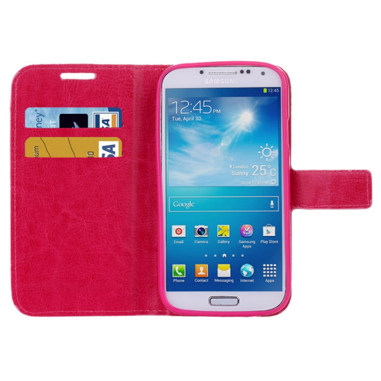 Big Flower Pattern Leather Case with Credit Card Slots & Holder for Galaxy S IV / i9500