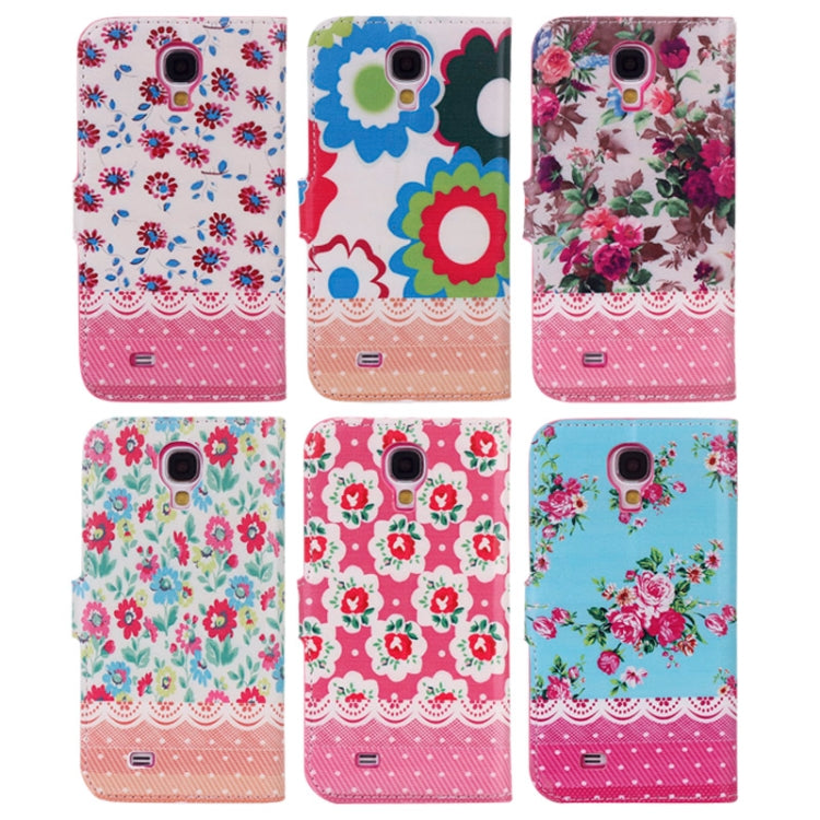 Big Flower Pattern Leather Case with Credit Card Slots & Holder for Galaxy S IV / i9500