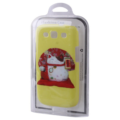 Maneki Neko Pattern Anti-scratch Plastic Protective Case for Galaxy SIII / i9300(Yellow)