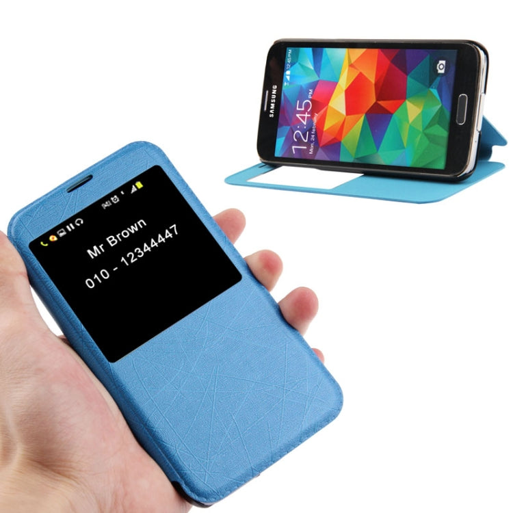 Lines Oracle Texture Leather Case with Call Display ID & Holder for Galaxy S5 / G900