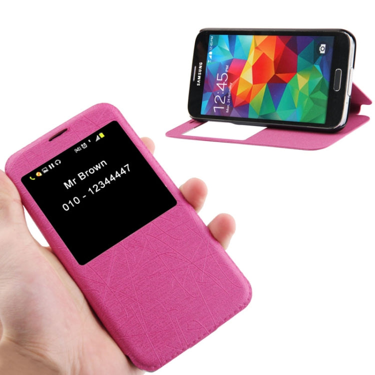 Lines Oracle Texture Leather Case with Call Display ID & Holder for Galaxy S5 / G900
