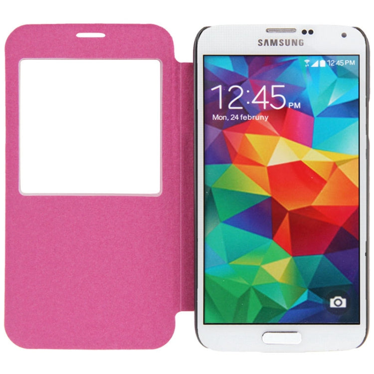 Lines Oracle Texture Leather Case with Call Display ID & Holder for Galaxy S5 / G900