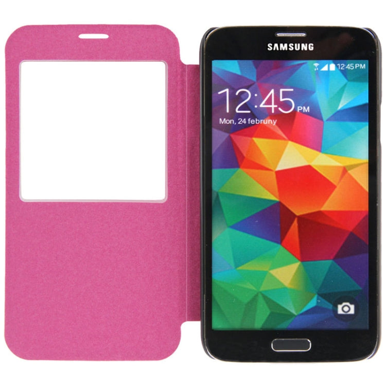 Lines Oracle Texture Leather Case with Call Display ID & Holder for Galaxy S5 / G900