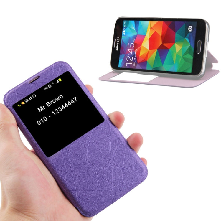 Lines Oracle Texture Leather Case with Call Display ID & Holder for Galaxy S5 / G900