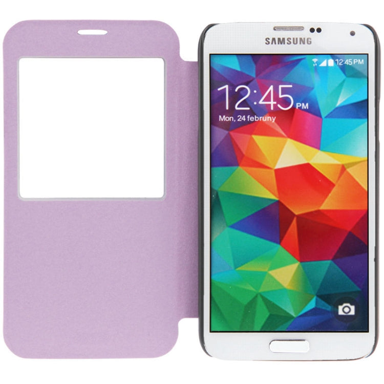 Lines Oracle Texture Leather Case with Call Display ID & Holder for Galaxy S5 / G900