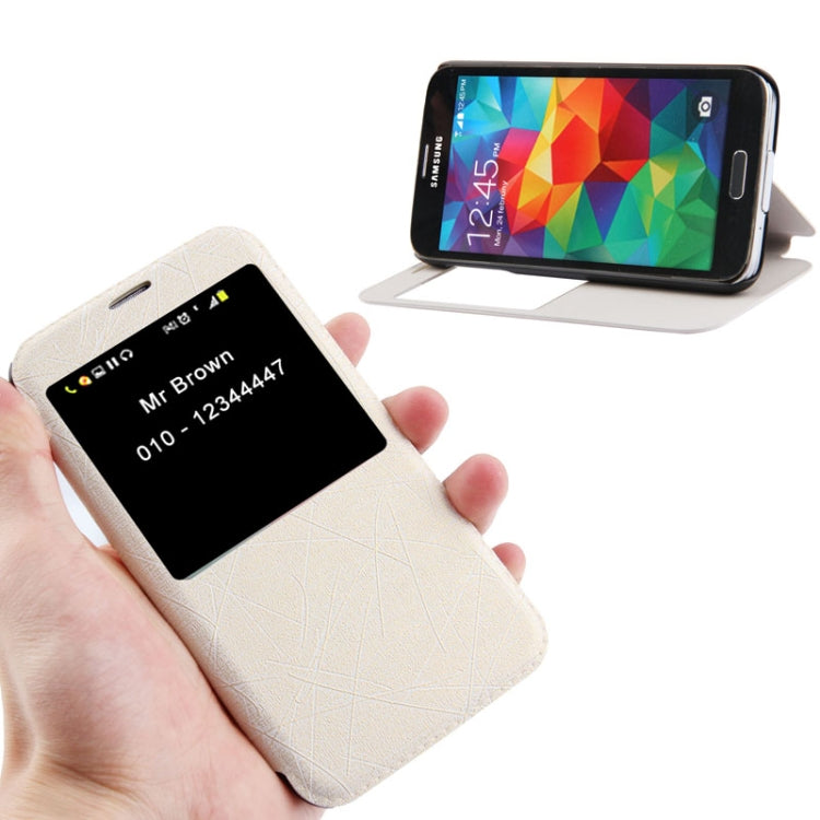 Lines Oracle Texture Leather Case with Call Display ID & Holder for Galaxy S5 / G900