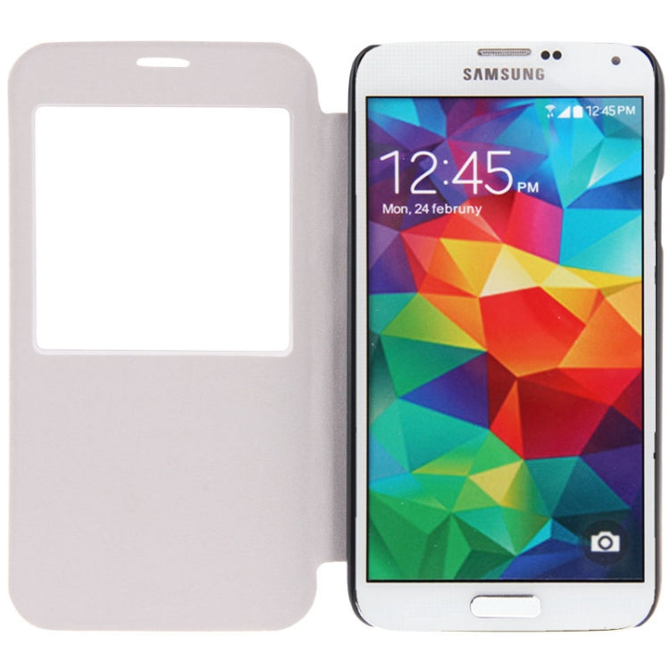 Lines Oracle Texture Leather Case with Call Display ID & Holder for Galaxy S5 / G900
