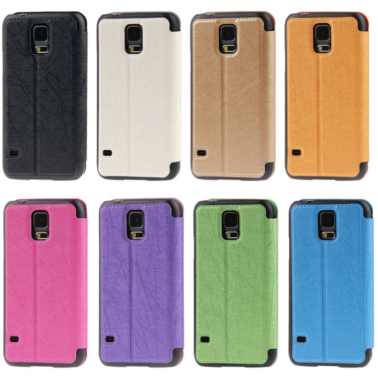 Lines Oracle Texture Leather Case with Call Display ID & Holder for Galaxy S5 / G900