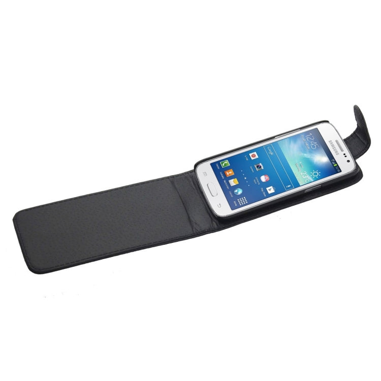 Vertical Flip Leather Case for Galaxy Core 4G / G386F(Black)