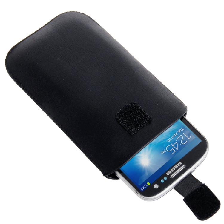 Leather Case Pocket Sleeve Bag with Pull Up Tab for Galaxy S7 / Grand Duos / i9082 / Galaxy S6 / S5 / G900 / HTC One / ASUS PadFone2 / HTC G23 / Sony LT29i / Sony L36h / LG E960 / Sony M35h / LG P880 / LG E975 / Nokia Lumia 920(Black)
