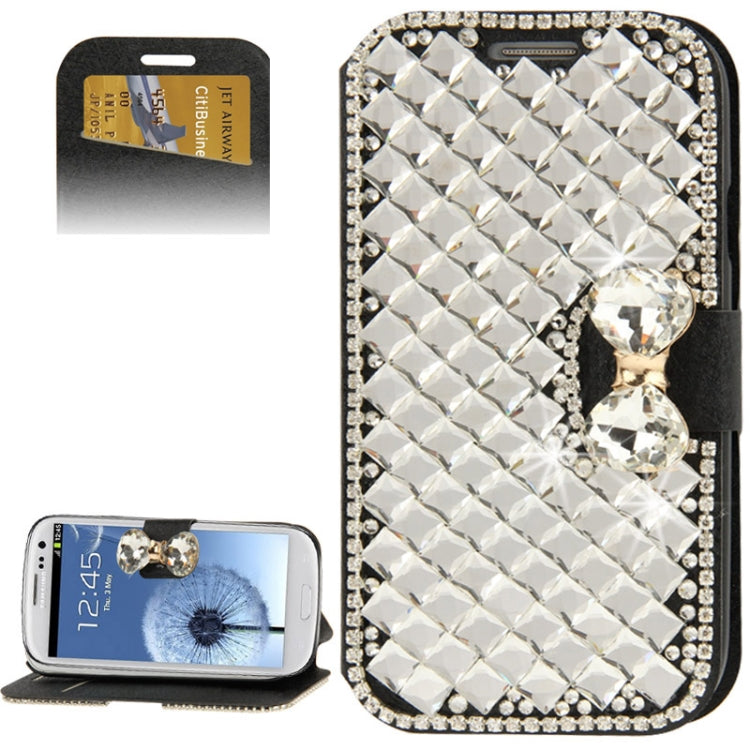 Diamond Encrusted Horizontal Flip Leather Case with Card Slots & Holder for Galaxy SIII / i9300