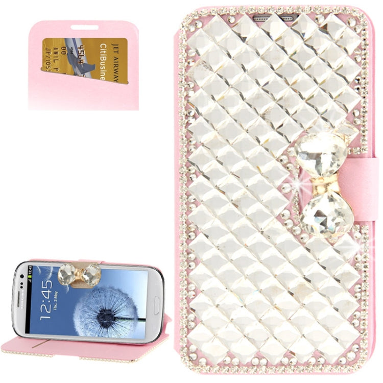 Diamond Encrusted Horizontal Flip Leather Case with Card Slots & Holder for Galaxy SIII / i9300