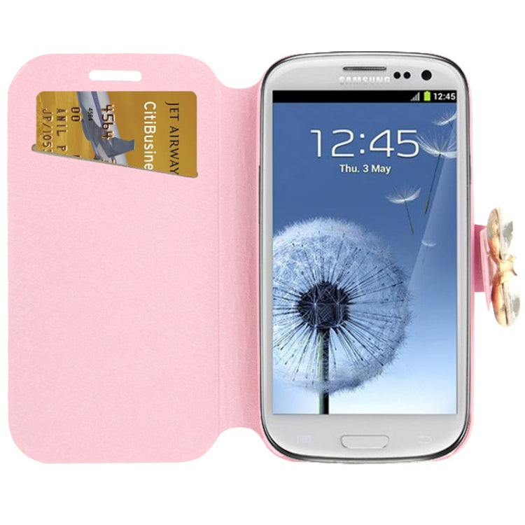 Diamond Encrusted Horizontal Flip Leather Case with Card Slots & Holder for Galaxy SIII / i9300