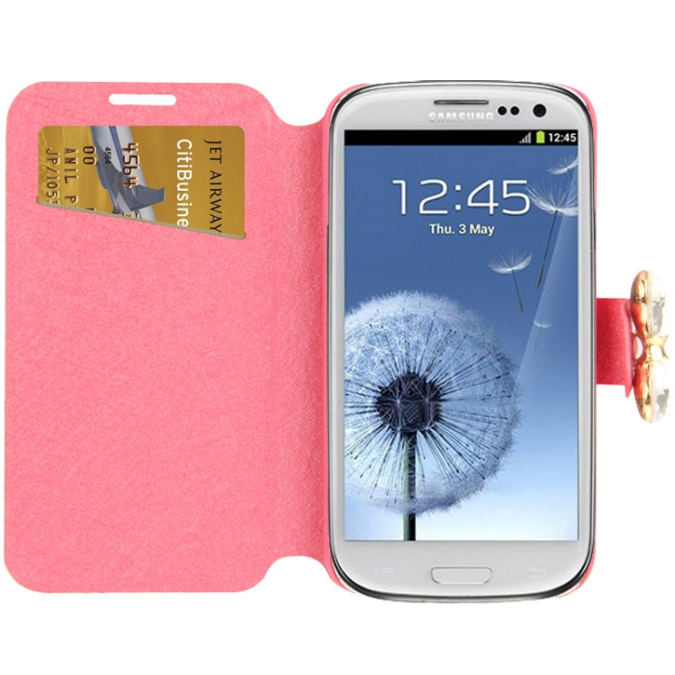 Diamond Encrusted Horizontal Flip Leather Case with Card Slots & Holder for Galaxy SIII / i9300