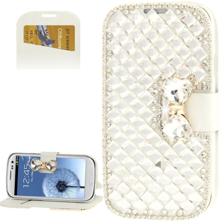 Diamond Encrusted Horizontal Flip Leather Case with Card Slots & Holder for Galaxy SIII / i9300