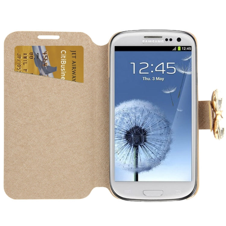 Diamond Encrusted Horizontal Flip Leather Case with Card Slots & Holder for Galaxy SIII / i9300