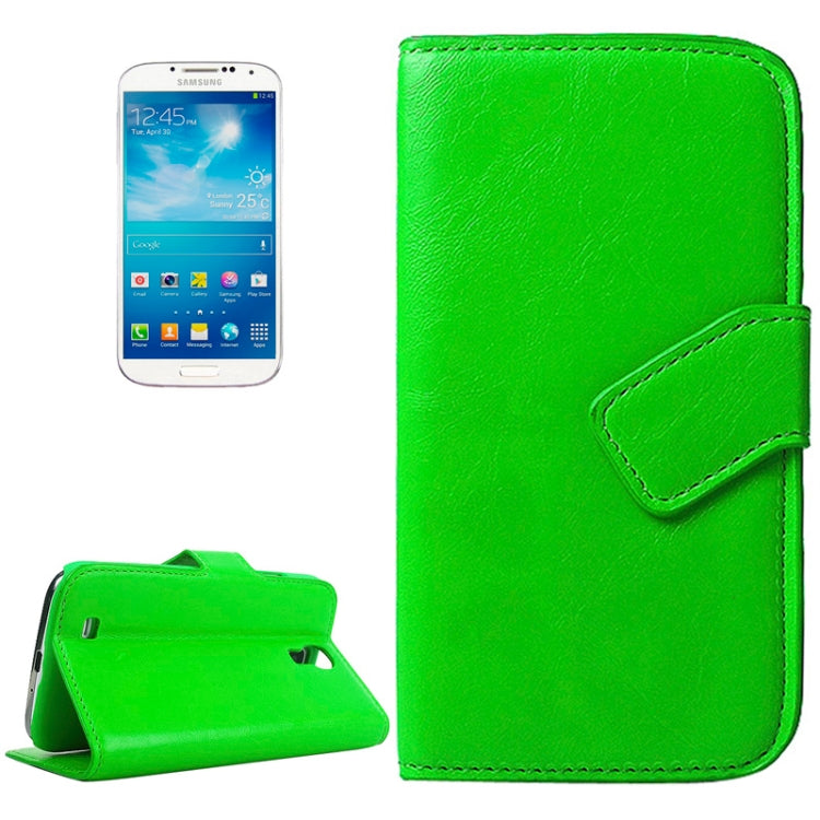 Crazy Horse Texture Slant Fastener Horizontal Flip Leather Case with Card Slot and Holder for Galaxy S IV / i9500