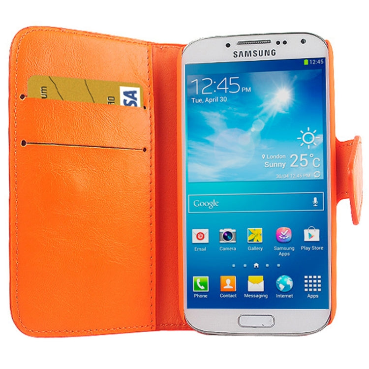 Crazy Horse Texture Slant Fastener Horizontal Flip Leather Case with Card Slot and Holder for Galaxy S IV / i9500