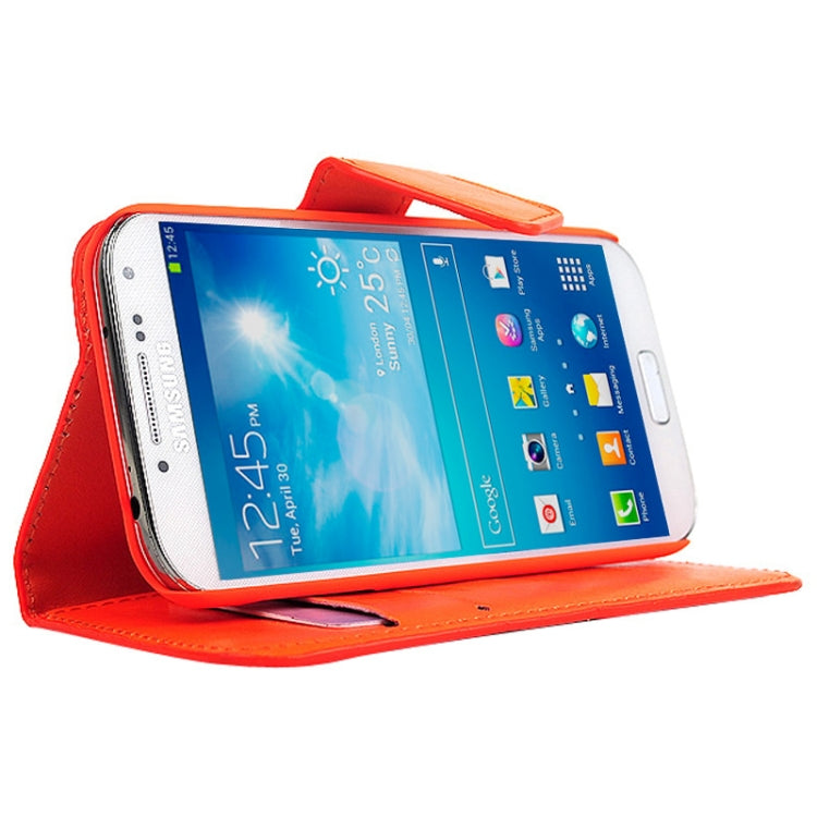 Crazy Horse Texture Slant Fastener Horizontal Flip Leather Case with Card Slot and Holder for Galaxy S IV / i9500