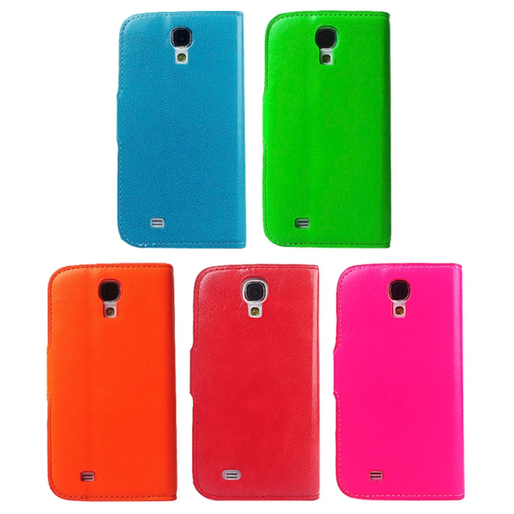 Crazy Horse Texture Slant Fastener Horizontal Flip Leather Case with Card Slot and Holder for Galaxy S IV / i9500