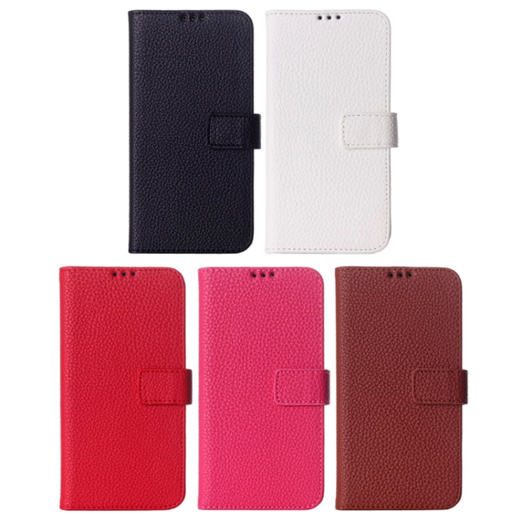 Litchi Texture Magnetic Button Horizontal Flip Leather Case with Card Slots & Holder for Galaxy S5 mini / G800(Brown)