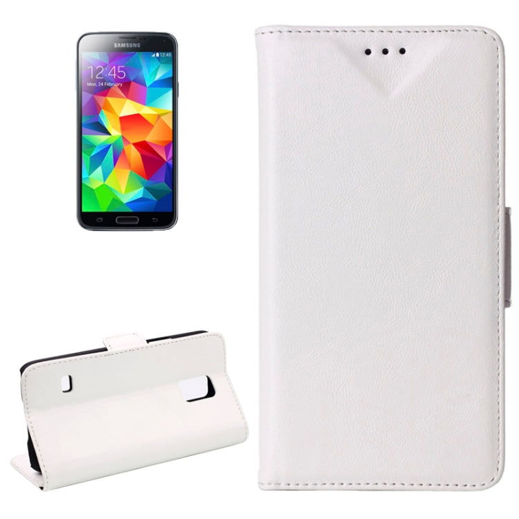 Crazy Horse Texture Horizontal Flip Leather Case with Card Slots & Holder for Galaxy S5 mini / G800(White)