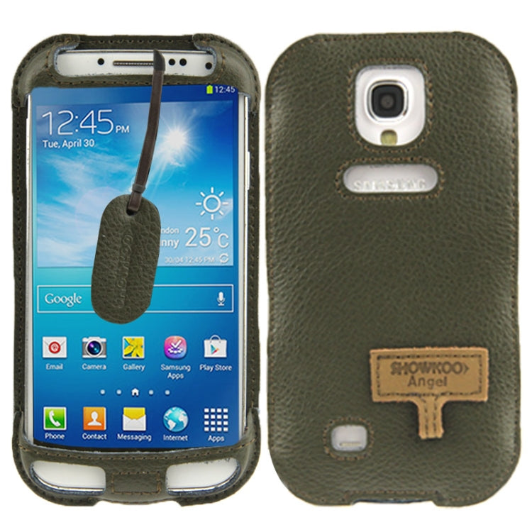 SHOWKOO Angel series Lichi Texture Vertical Style Snap Button Leather Case with Call Display ID & Lanyards for Galaxy S IV / i9500