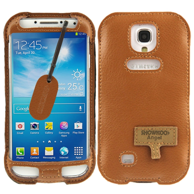 SHOWKOO Angel series Lichi Texture Vertical Style Snap Button Leather Case with Call Display ID & Lanyards for Galaxy S IV / i9500